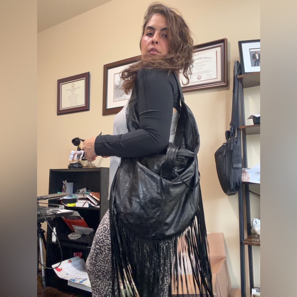 TaLuLa de la Lune Fringe Boho Leather purse - Picture 4 of 7